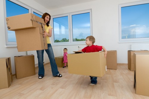 Student moving preparation with labelled boxes and essentials
