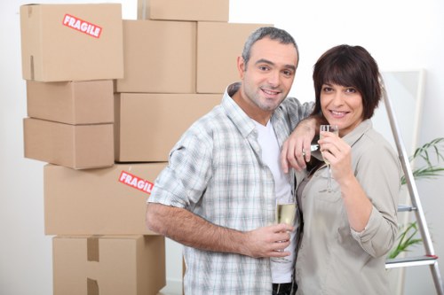Packed boxes and furniture ready for a student move in Lambeth