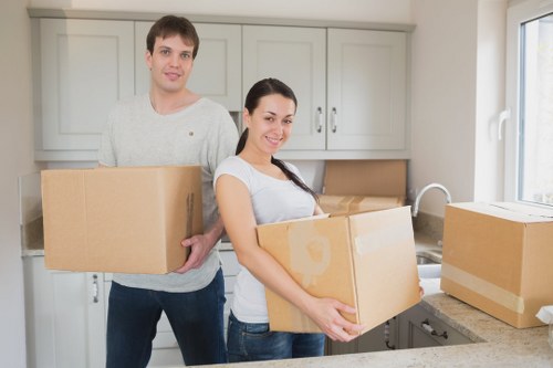 Furniture and boxes being loaded for urgent removals in Lambeth